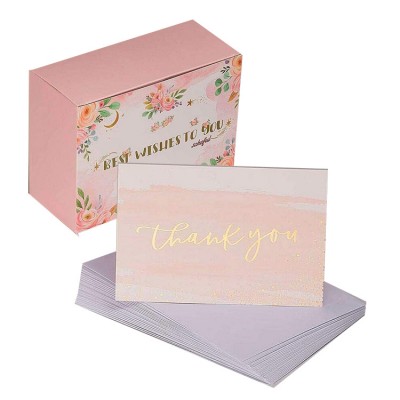 cheap price amazon seller supplier custom with LOGO thank you card with licking glue envelope wedding  greeting card printing