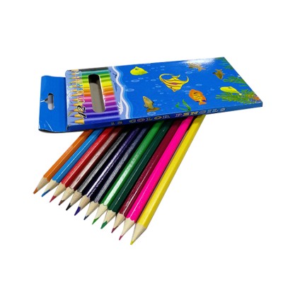 Colorful Print Colorful Wholesale Customized funny triangular wood colour pencil with box