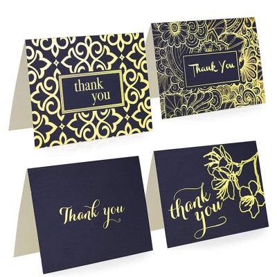 Amazon hot sale 20 40 50 100 pack per box with licking glue envelope rose gold foil stamping thank you card printing