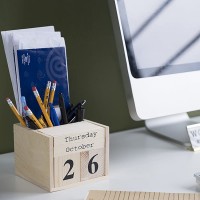 Custom business desk tear off  calendar notepad planner table calendar with pen holder